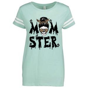 Momster Skull Leopard Kerchief Halloween Funny Mom Monster Funny Gift Enza Ladies Jersey Football T-Shirt