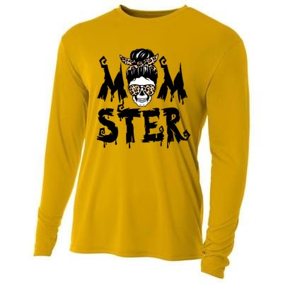 Momster Skull Leopard Kerchief Halloween Funny Mom Monster Funny Gift Cooling Performance Long Sleeve Crew