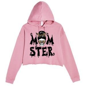 Momster Skull Leopard Kerchief Halloween Funny Mom Monster Funny Gift Crop Fleece Hoodie