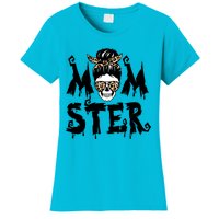 Momster Skull Leopard Kerchief Halloween Funny Mom Monster Funny Gift Women's T-Shirt