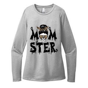 Momster Skull Leopard Kerchief Halloween Funny Mom Monster Funny Gift Womens CVC Long Sleeve Shirt