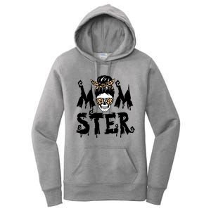 Momster Skull Leopard Kerchief Halloween Funny Mom Monster Funny Gift Women's Pullover Hoodie