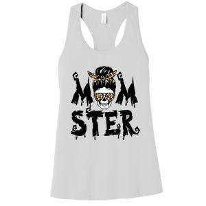 Momster Skull Leopard Kerchief Halloween Funny Mom Monster Funny Gift Women's Racerback Tank