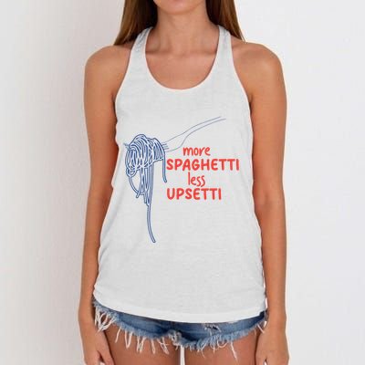 More Spaghetti Less Upsetti Italian Pasta Humor Women's Knotted Racerback Tank