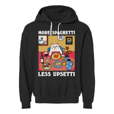 More Spaghetti Less Upsetti Funny Cute Cat Saying Quote Garment-Dyed Fleece Hoodie