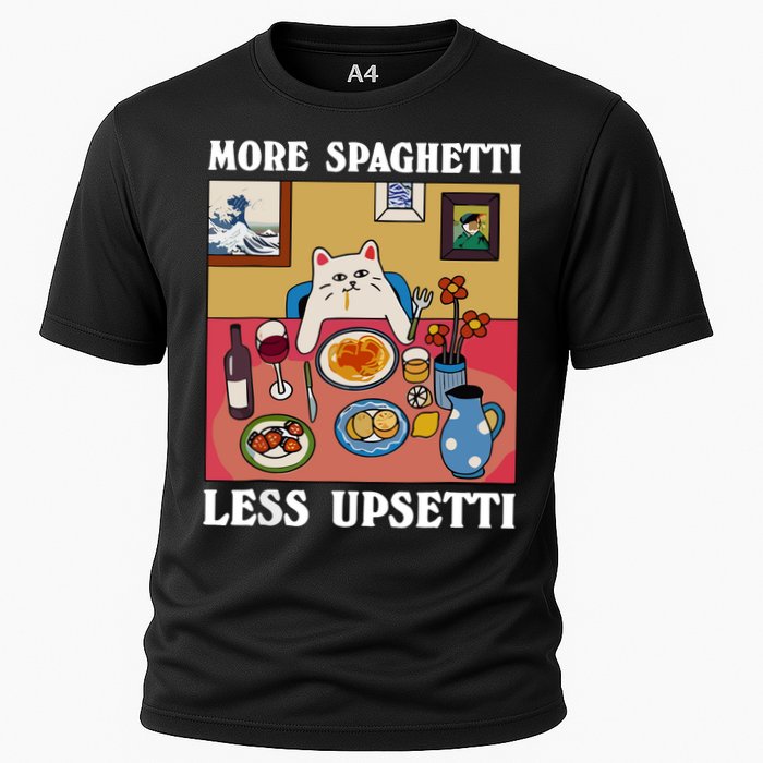 More Spaghetti Less Upsetti Funny Cute Cat Saying Quote Cooling Performance Crew T-Shirt