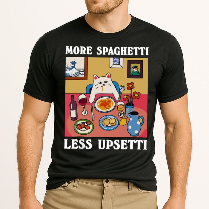 More Spaghetti Less Upsetti Funny Cute Cat Saying Quote Cooling Performance Crew T-Shirt