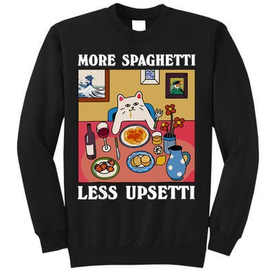 More Spaghetti Less Upsetti Funny Cute Cat Saying Quote Sweatshirt