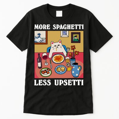 More Spaghetti Less Upsetti Funny Cute Cat Saying Quote Tall T-Shirt