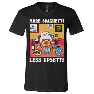 More Spaghetti Less Upsetti Funny Cute Cat Saying Quote V-Neck T-Shirt