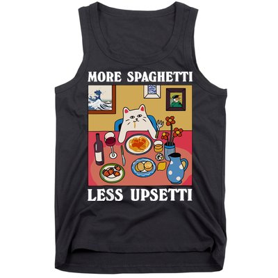 More Spaghetti Less Upsetti Funny Cute Cat Saying Quote Tank Top