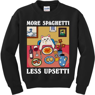 More Spaghetti Less Upsetti Funny Cute Cat Saying Quote Kids Sweatshirt