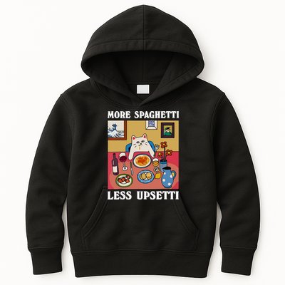 More Spaghetti Less Upsetti Funny Cute Cat Saying Quote Kids Hoodie