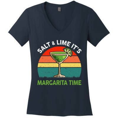 Margaritashirt Salt Lime Margarita Time Funny Cinco De Mayo Women's V-Neck T-Shirt