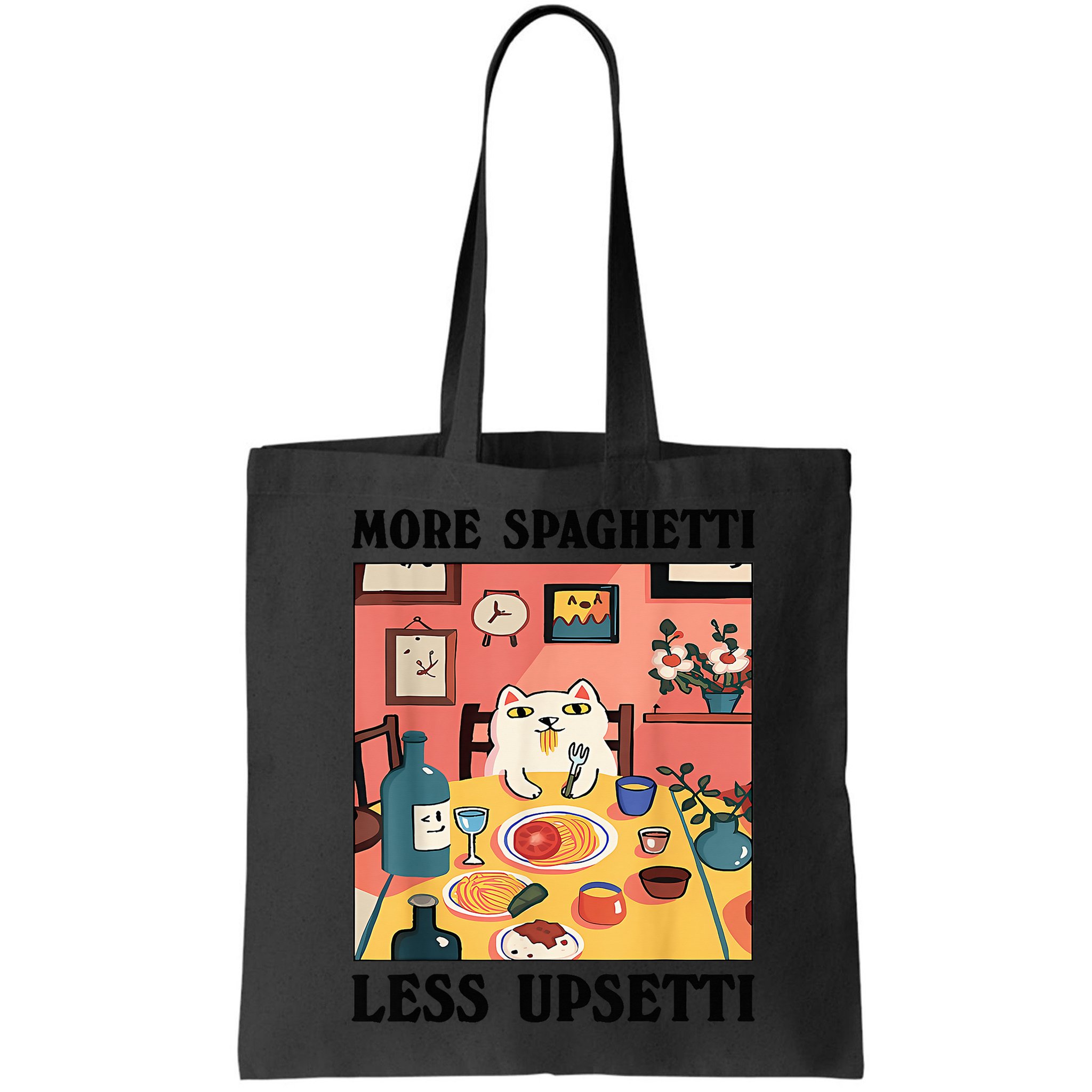 More Spaghetti Less Upsetti Cat Eating Spaghetti Bag
