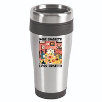 More Spaghetti Less Upsetti Cat Eating Spaghetti 16oz Travel Tumbler