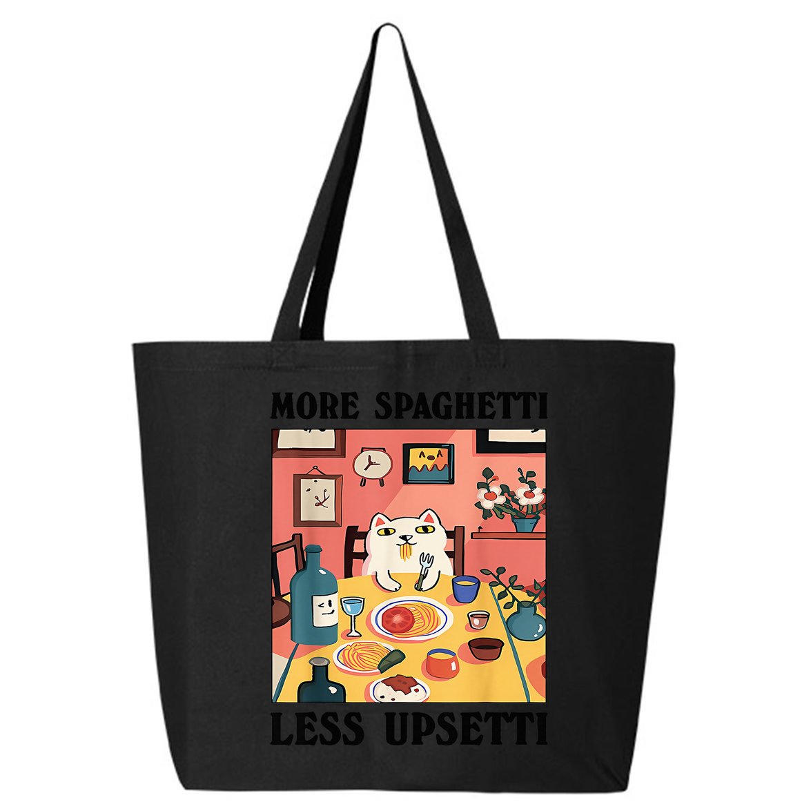 More Spaghetti Less Upsetti Cat Eating Spaghetti 25L Jumbo Tote