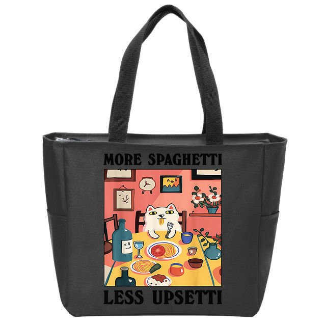 More Spaghetti Less Upsetti Cat Eating Spaghetti Zip Tote Bag