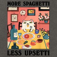 More Spaghetti Less Upsetti Cat Eating Spaghetti Cotton Canvas Backpack