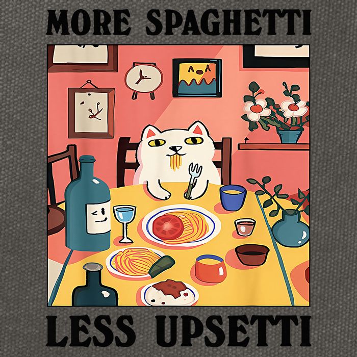 More Spaghetti Less Upsetti Cat Eating Spaghetti Cotton Canvas Backpack
