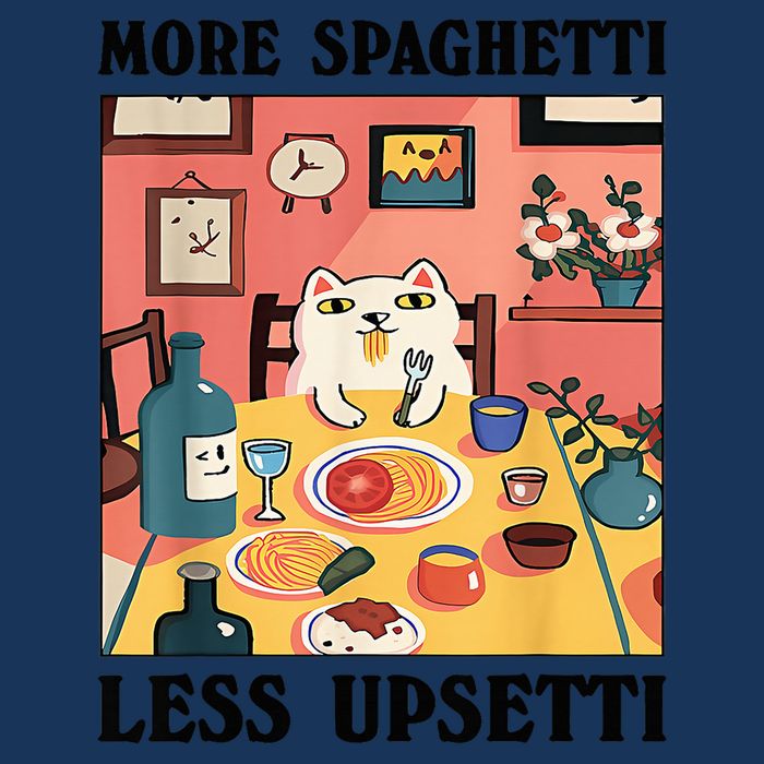 More Spaghetti Less Upsetti Cat Eating Spaghetti Infant Baby Jersey Bodysuit