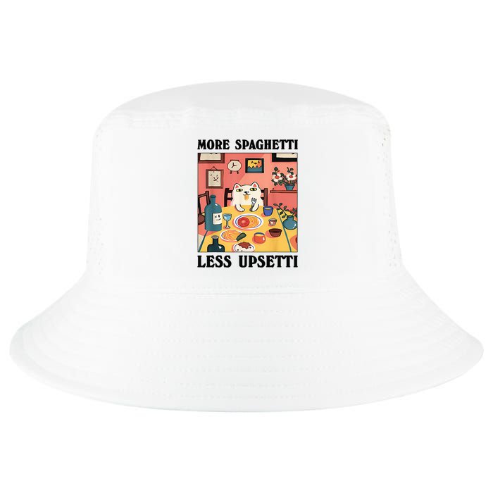 More Spaghetti Less Upsetti Cat Eating Spaghetti Cool Comfort Performance Bucket Hat