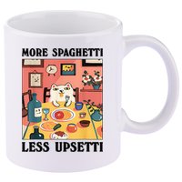 More Spaghetti Less Upsetti Cat Eating Spaghetti 11oz C Handle Ceramic Mug