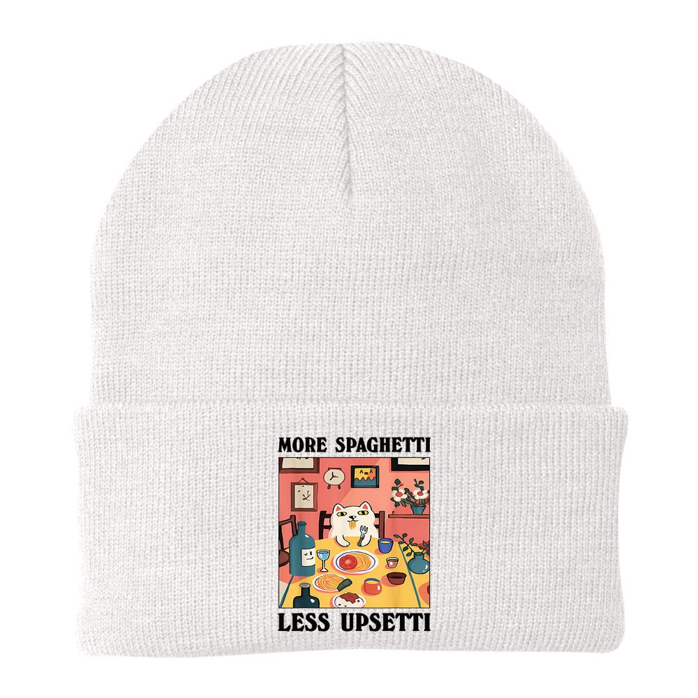 More Spaghetti Less Upsetti Cat Eating Spaghetti Beanie