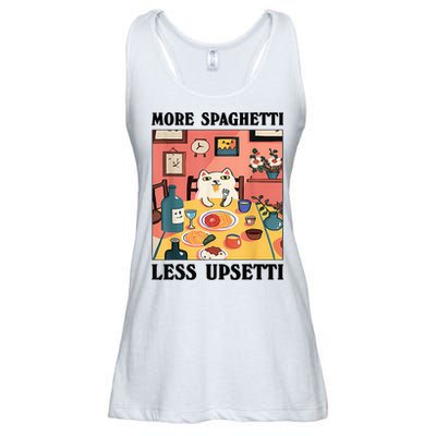 More Spaghetti Less Upsetti Cat Eating Spaghetti Ladies Essential Flowy Tank