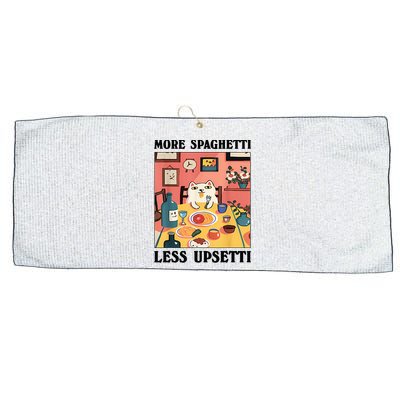 More Spaghetti Less Upsetti Cat Eating Spaghetti Large Microfiber Waffle Golf Towel