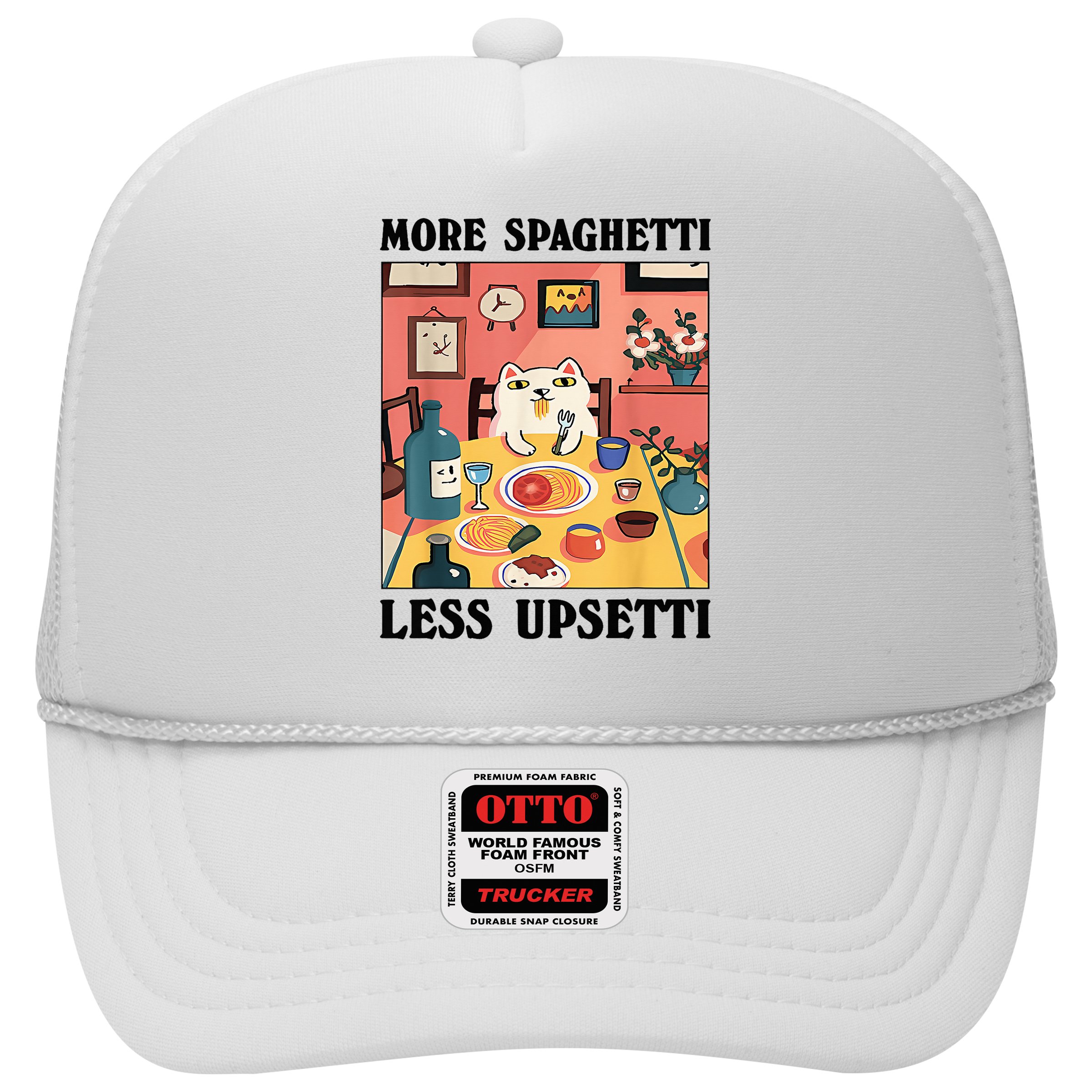 More Spaghetti Less Upsetti Cat Eating Spaghetti Hat
