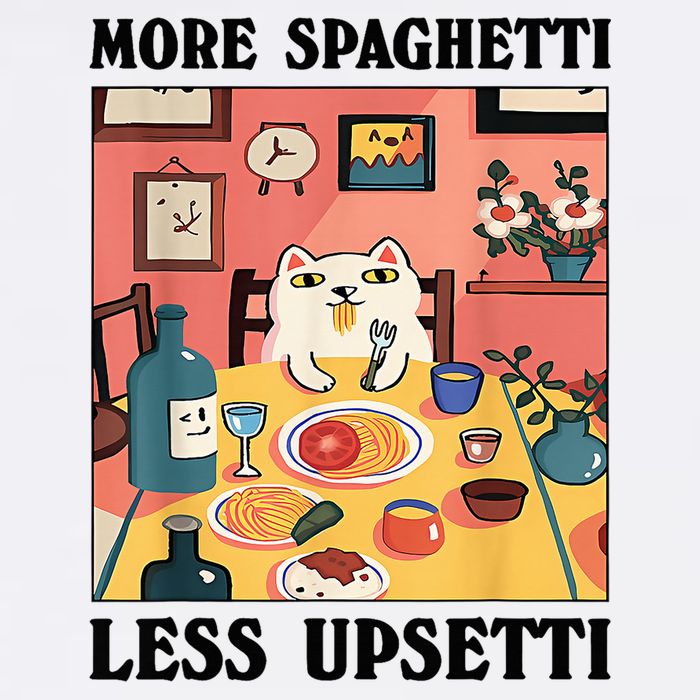 More Spaghetti Less Upsetti Cat Eating Spaghetti Golf Towel