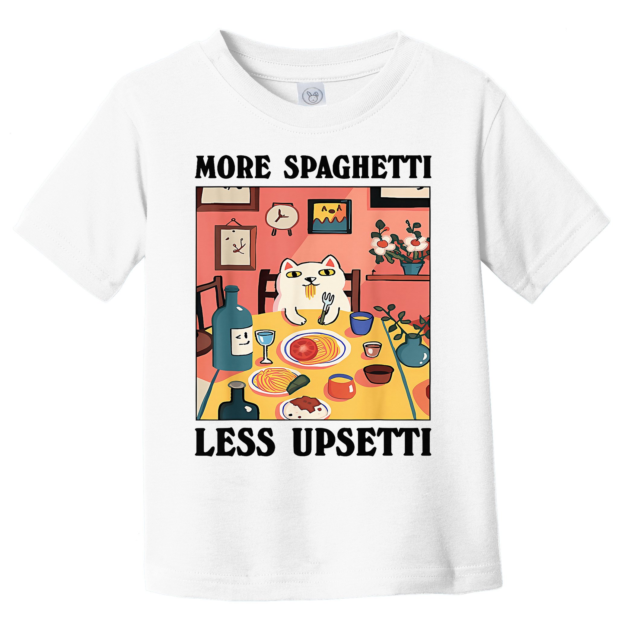 More Spaghetti Less Upsetti Cat Eating Spaghetti Toddler T-Shirt