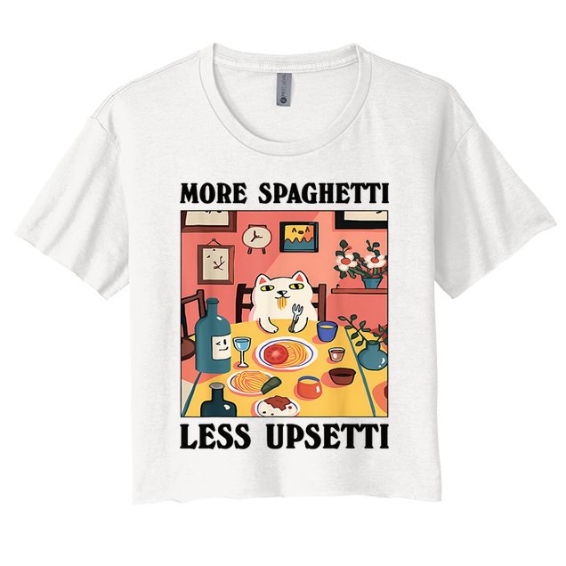 More Spaghetti Less Upsetti Cat Eating Spaghetti Crop Top
