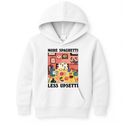 More Spaghetti Less Upsetti Cat Eating Spaghetti Kids Hoodie
