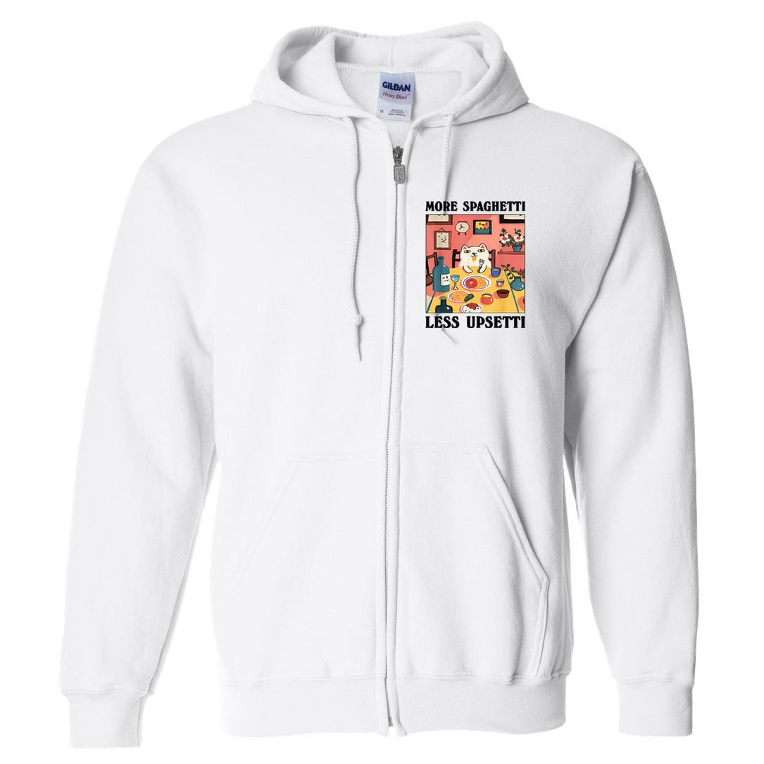 More Spaghetti Less Upsetti Cat Eating Spaghetti Full Zip Hoodie