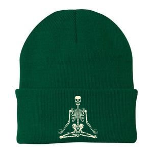 Meditating Skeleton Lotus Yoga Zen Balance Halloween Costume Knit Cap Winter Beanie