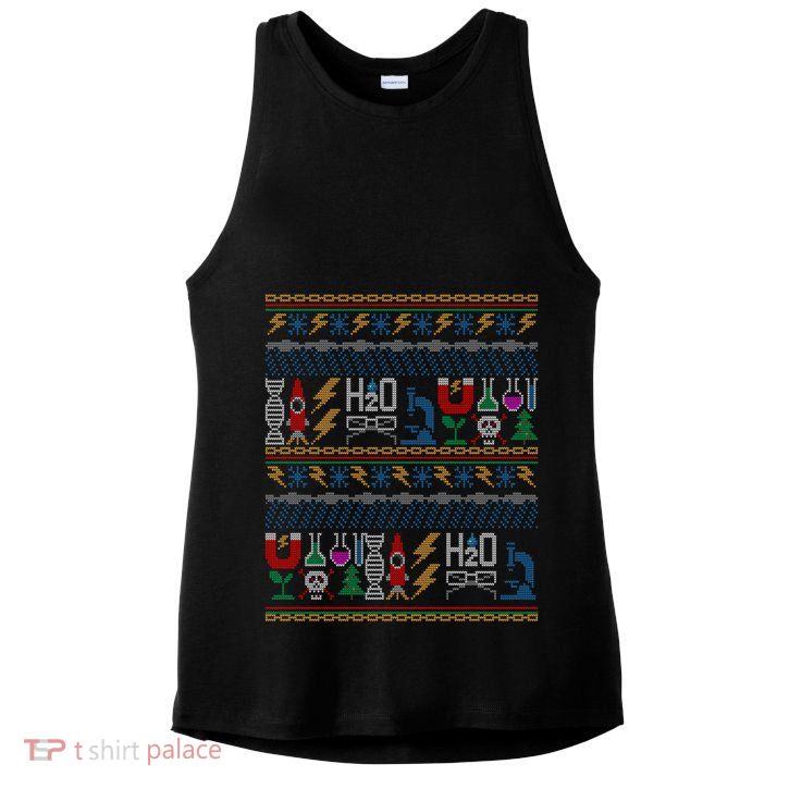 Merry Sciencemas Lab Scientist Ugly Christmas Sweater Gift Ladies PosiCharge Tri-Blend Wicking Tank