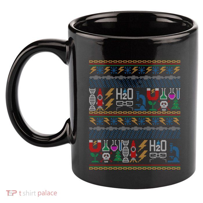 Merry Sciencemas Lab Scientist Ugly Christmas Sweater Gift 11oz C Handle Ceramic Mug