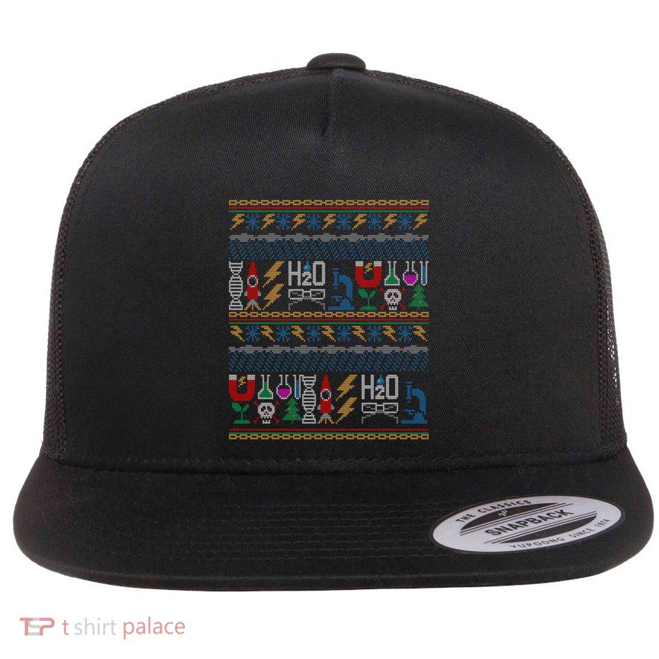 Merry Sciencemas Lab Scientist Ugly Christmas Sweater Gift Flatbill Hat