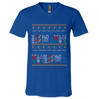 Merry Sciencemas Lab Scientist Ugly Christmas Sweater Gift V-Neck T-Shirt