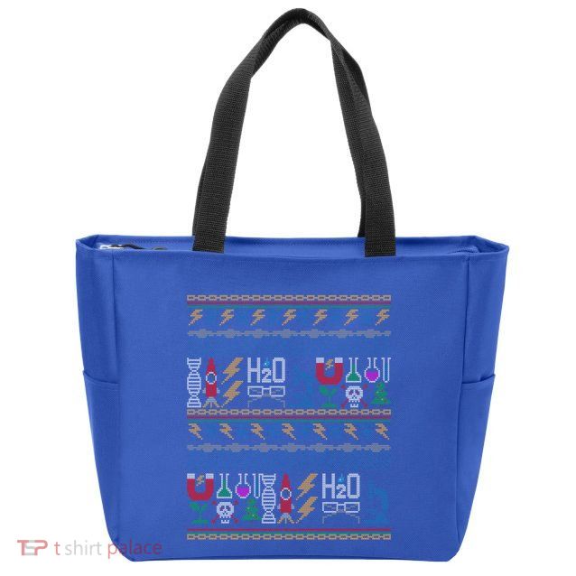 Merry Sciencemas Lab Scientist Ugly Christmas Sweater Gift Zip Tote Bag