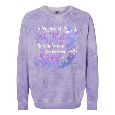 My Sister Lives In Heaven Memorial Quotes Brother Sis Colorblast Crewneck Sweatshirt