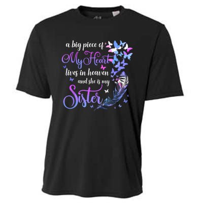 My Sister Lives In Heaven Memorial Quotes Brother Sis Cooling Performance Crew T-Shirt