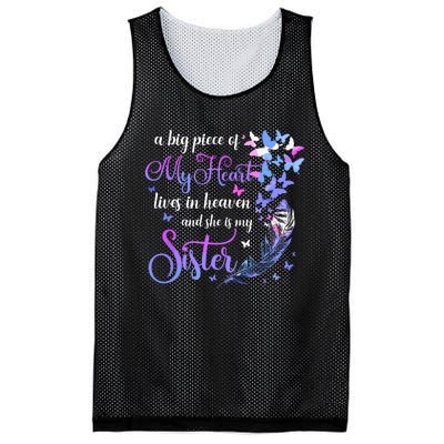 My Sister Lives In Heaven Memorial Quotes Brother Sis Mesh Reversible Basketball Jersey Tank