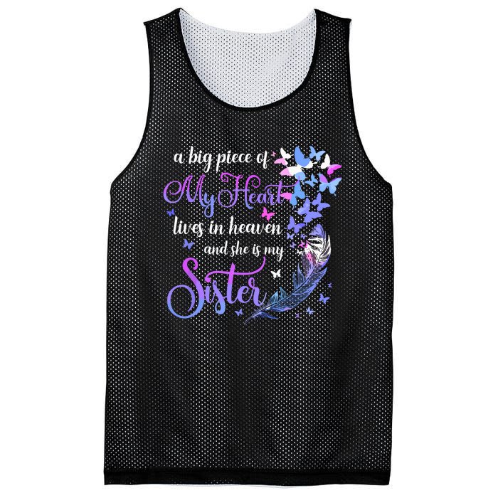 My Sister Lives In Heaven Memorial Quotes Brother Sis Mesh Reversible Basketball Jersey Tank