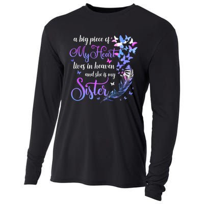 My Sister Lives In Heaven Memorial Quotes Brother Sis Cooling Performance Long Sleeve Crew