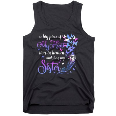 My Sister Lives In Heaven Memorial Quotes Brother Sis Tank Top