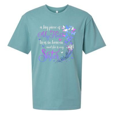 My Sister Lives In Heaven Memorial Quotes Brother Sis Sueded Cloud Jersey T-Shirt