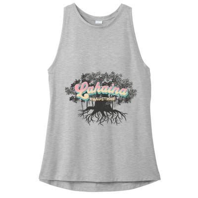 Maui Strong Lahaina Support Banyan Lahaina Hawaii Ladies PosiCharge Tri-Blend Wicking Tank